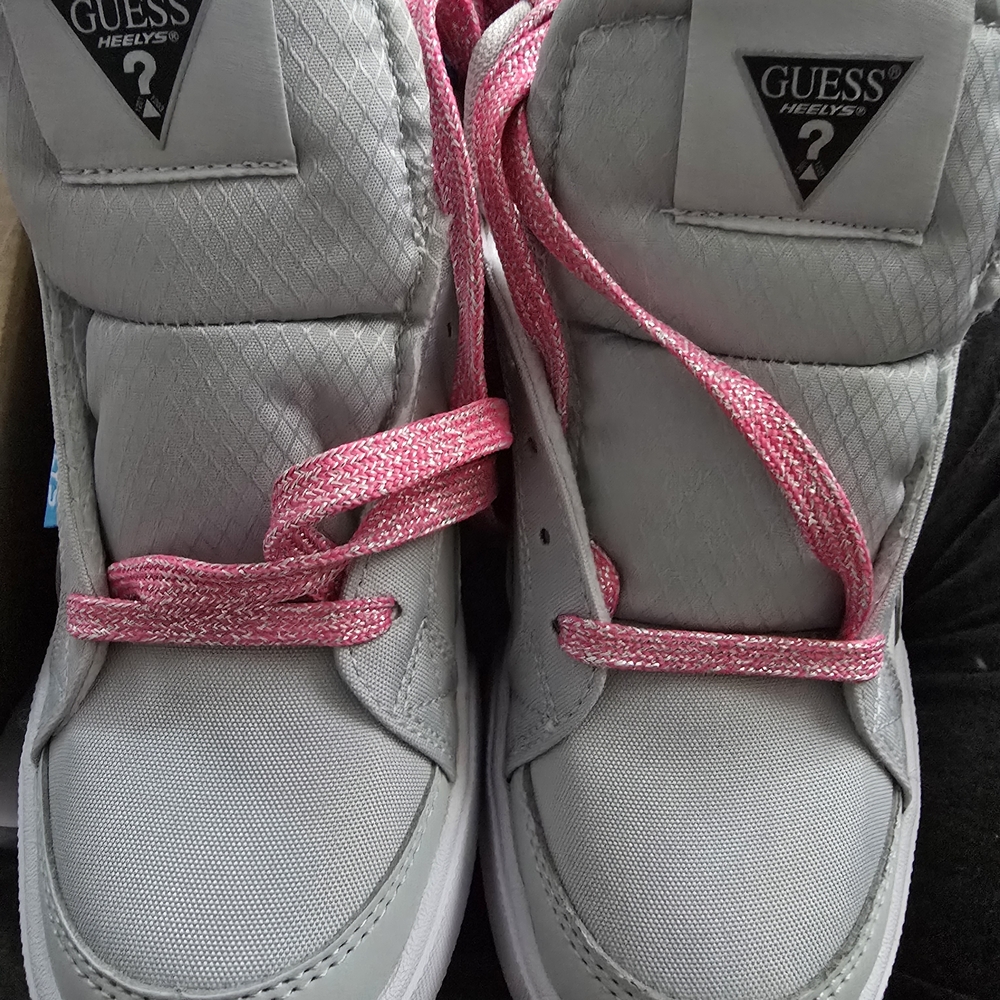 Guess Gray Heely Sneakers with Pink Laces